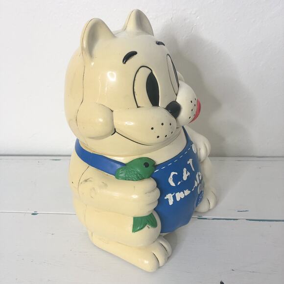 Vintage Meowing Cat Kitty Cookie Jar with Sound Fundamentals 1992 Plastic - Picture 3 of 9